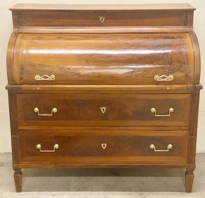 Cylinder chest of drawers, walnut, three drawers in front... - 84083214 ...