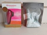 packaging of a hair dryer and a hair brush on a counter