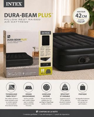 intex dura - beam plus air mattress with built in pump