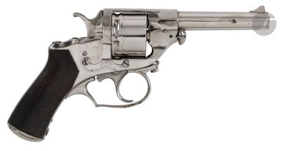 un gros plan d'un pistolet sur un fond blanc avec un fond blanc