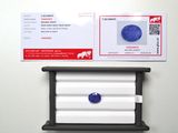 a picture of a business card with a picture of a blue diamond