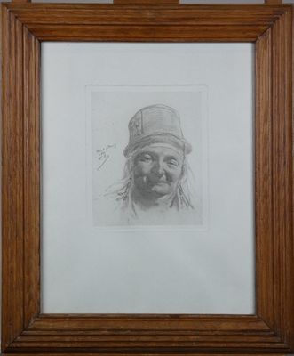 portrait of an old man with a hat and mustache in a wooden frame