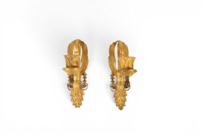 pair of gold plated wall sconces