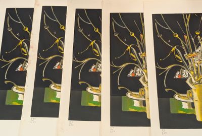 four different pictures of a vase with flowers in it on a table