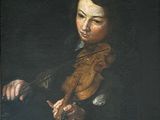 Portrait d'un jeune homme jouant du violon, par un artiste inconnu