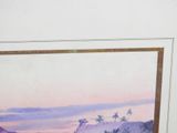a picture of a painting of a beach scene in a frame