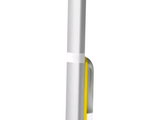 une image représentant un aspirateur blanc et jaune sur fond blanc