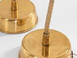 pair of brass table lamps with rope wrapped lampshads