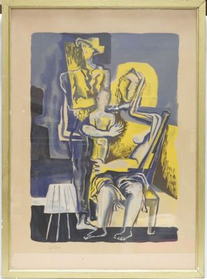 an image of a painting of a man and a woman sitting at a table