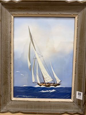 un tableau représentant un voilier, exposé dans un musée