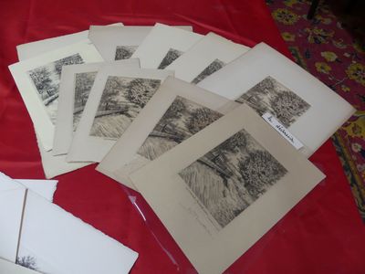 a lot of cards on a table with a red table cloth