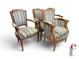 pair of antique french carved wood armchairs with striped upholstered upholstered upholstered upholstered upholstered upholstered