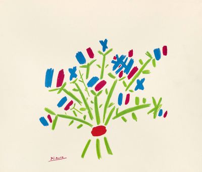 une image représentant un tableau représentant un bouquet de fleurs sur un fond blanc