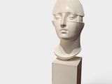 an image of a sculpture of a woman ' s head on a pedestal