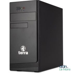 a black desktop computer tower with a logo on it