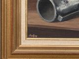 a picture of a painting of a pipe on a table