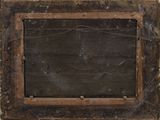 a picture of an old wooden frame with a chalkboard in it