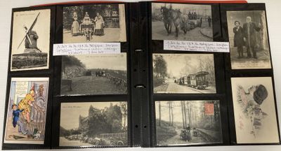 un vieil album photo sur lequel figurent des photos de personnes et d'animaux
