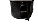 an image of a black stove with a door open