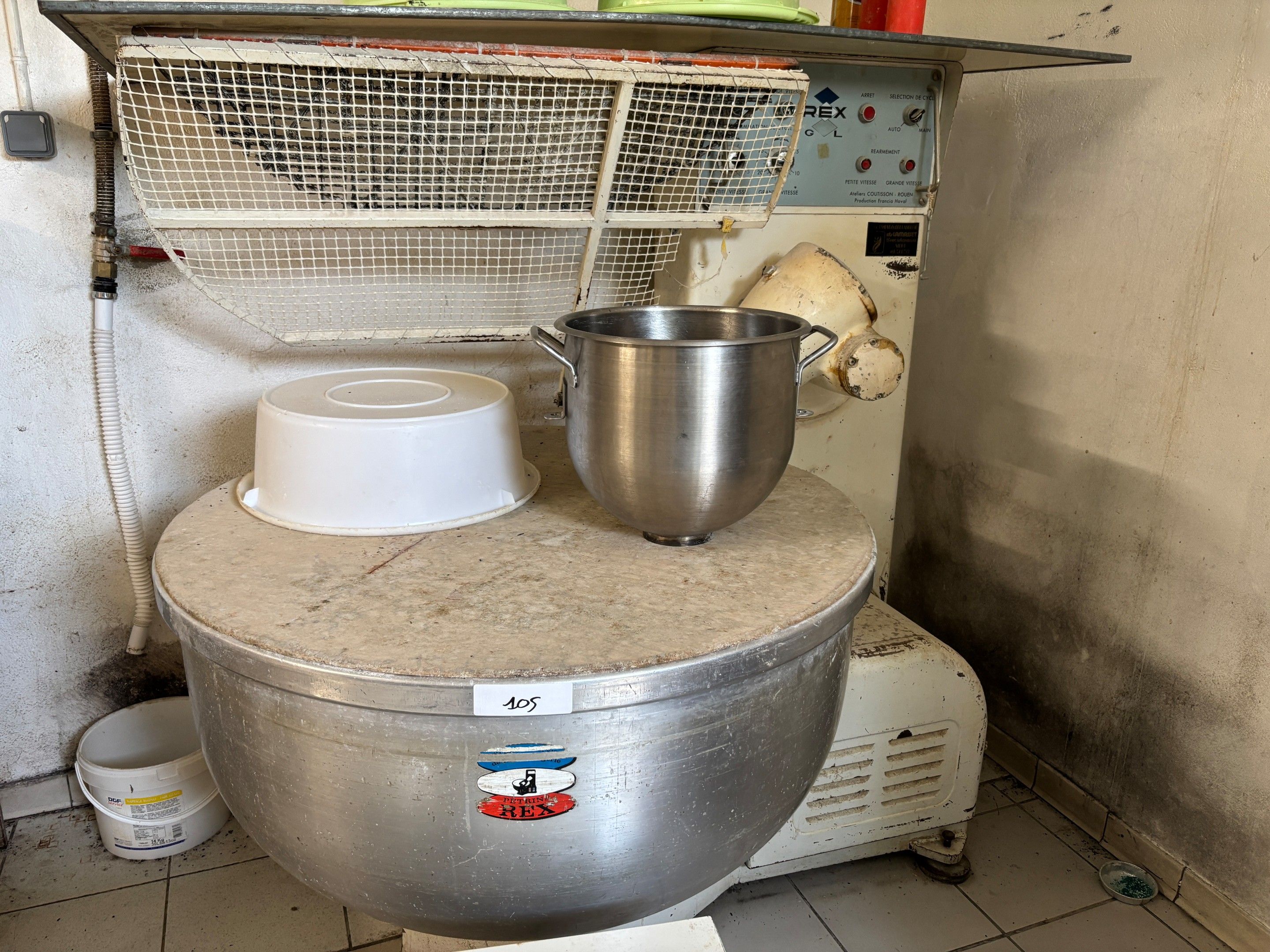 Pétrin de boulanger REX 100 kg en aluminium - Ancien modèle