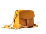 mustard leather cross body bag with adjustable shoulder strap