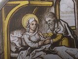 a painting of a man and a woman sitting on a couch