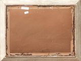 an old picture frame with a piece of paper taped to it