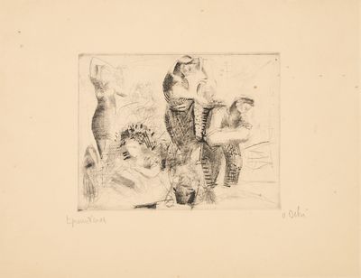 une image représentant un dessin d'un groupe de personnes assises sur un canapé