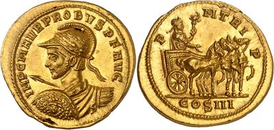 a gold coin with an image of a man riding on a horse