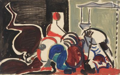 l'image d'un tableau représentant un groupe de personnes assises sur un canapé