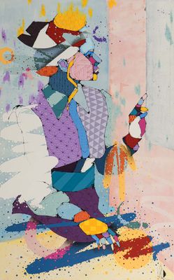 a painting of a man with a hat and a top hat on his head