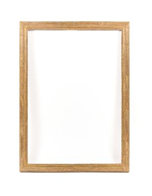 an empty wooden frame on a white background