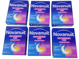 quatre boîtes de pastilles contre la toux pour enfants « Novantut » sur fond blanc