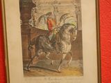 peinture représentant un homme à cheval sur un mur rouge
