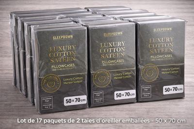 Lot de 17 paquets de 2 taies d oreiller luxe en coton neuf