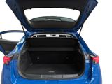 the back of a blue car with its trunk open