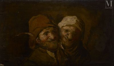 une image représentant un tableau sur lequel figurent deux hommes coiffés de chapeaux