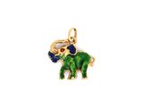 un gros plan d'un éléphant vert sur fond blanc