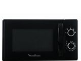 black microwave oven on a white background with the door open