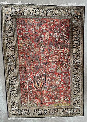 Tapis Ghoum (chaine et trame en coton, velours en soie), cen…