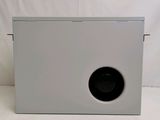 an image of a white box with a speaker on top of it