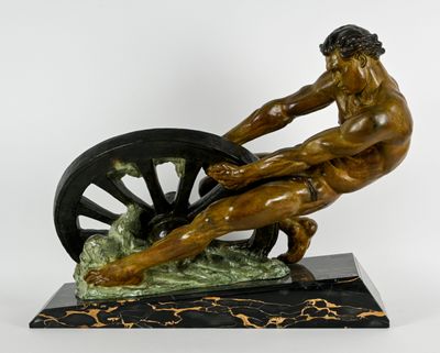 A.MARGELIN (XXème) La Force Régule à patine verte nuancée, t…