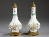 paire de vases en porcelaine chinoise ornés de motifs floraux sur fond doré
