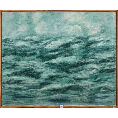 une peinture représentant une peinture d'une vaste étendue d'eau