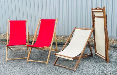 three chairs that are sitting next to each other