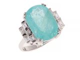une grande bague en jade turquoise et diamants