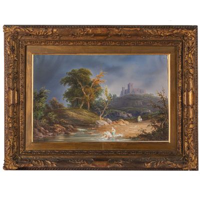 PEINTRE DU 19ÈME SIÈCLE Lavandières à la rivière