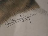 drawing of a dog ' s head with the name of a person on it
