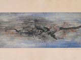 une image représentant un tableau où l'on voit des oiseaux volant au-dessus d'un plan d'eau