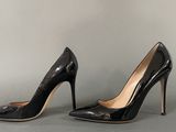 christiane garaud black patent pointed toe pumps